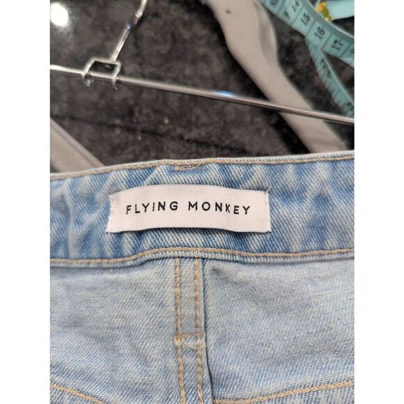 Flying Monkey straight leg Jeans women's size 31 light wash distressed step hem - Picture 6 of 8